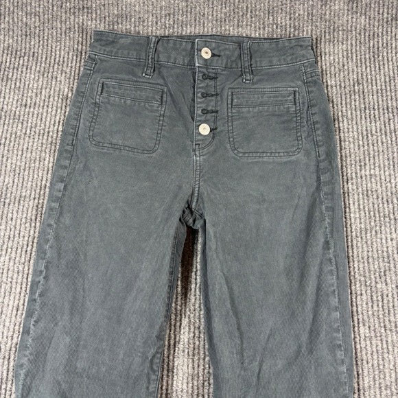 American Eagle Outfitters Pants Women's 2  Gray Corduroy Flare Regular Stretch - Picture 2 of 10